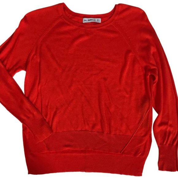 Zara Sweaters - Zara Knit Lightweight Hi Low Hem Orange Sweater